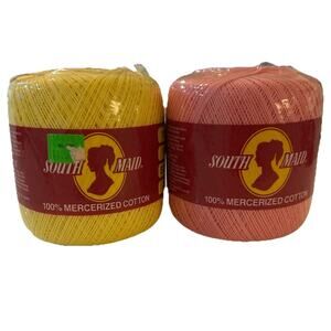 South Maid (2) Crochet Thread Cotton 350yd 493 French Rose 499 Lemon Peel Yellow